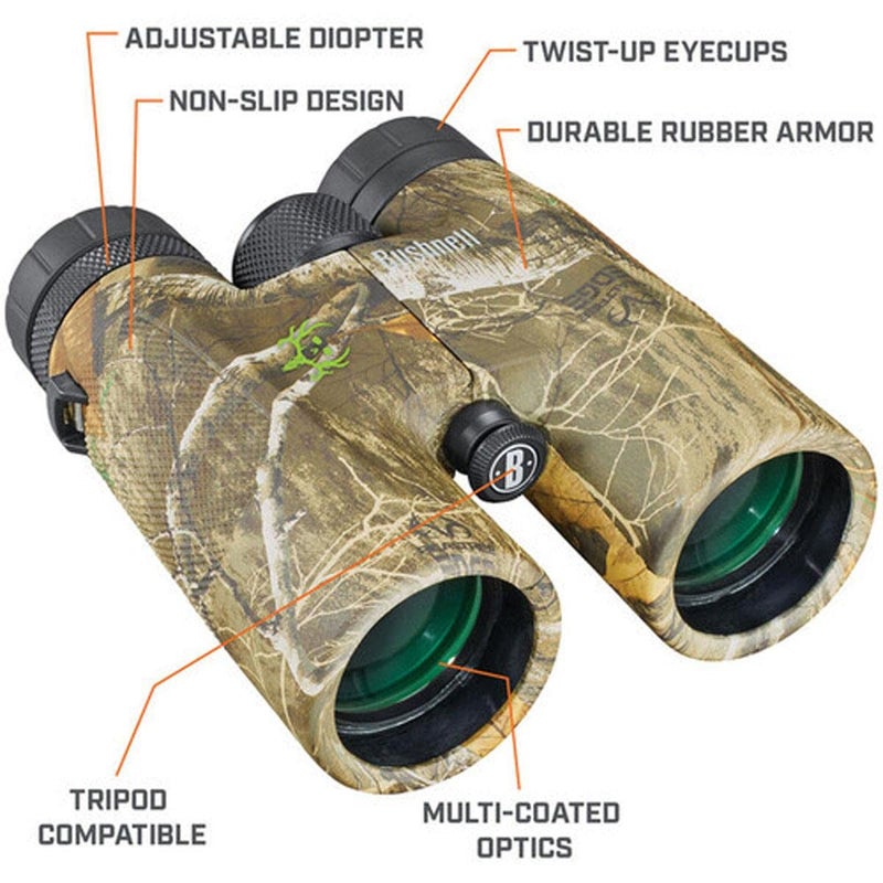 Bushnell مناظير بوشنل باو فيو 10x42 بون كولكتور - مناظير متعددة الاستخدامات للبالغين للصيد، مراقبة الطيور، السفر، الصيد والمزيد، تمويه ريل تري إيدج - Image 5